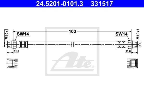 Ate, BMW Brake Hydraulic Hose Right