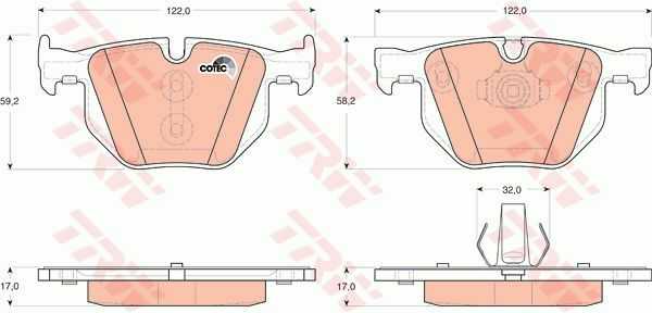 TRW, BMW Brake Pad Set Rear