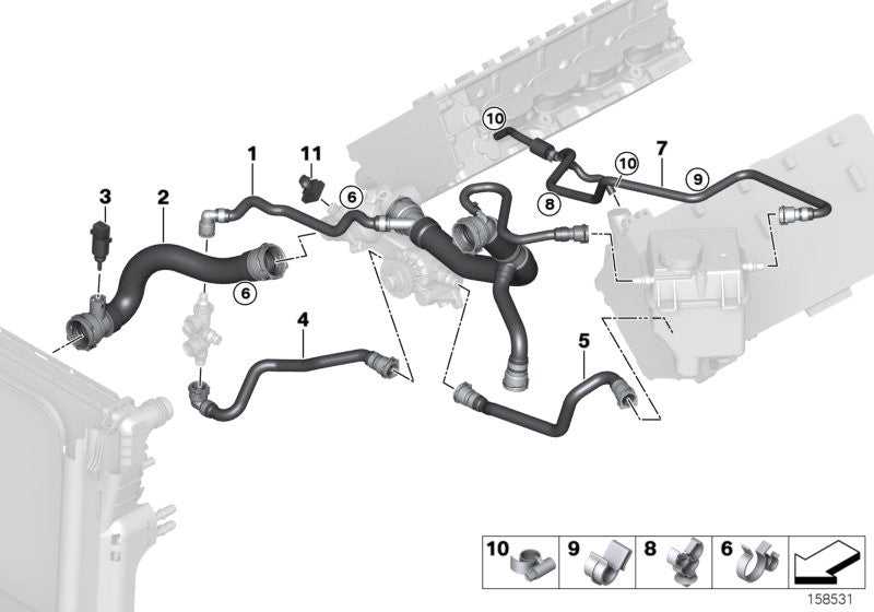 REIN, BMW Engine Coolant Radiator Hose