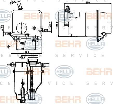 BEHR, BMW Radiator Engine Coolant Expansion Tank with Level Switch