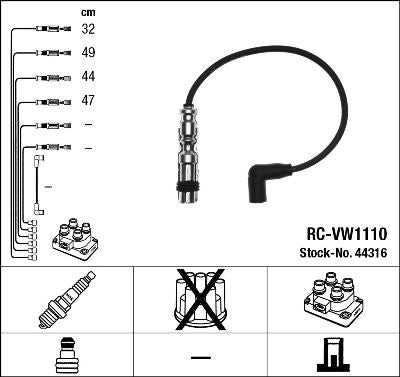 NGK, Genuine NGK Audi Seat Skoda VW Ignition Cable Kit x4