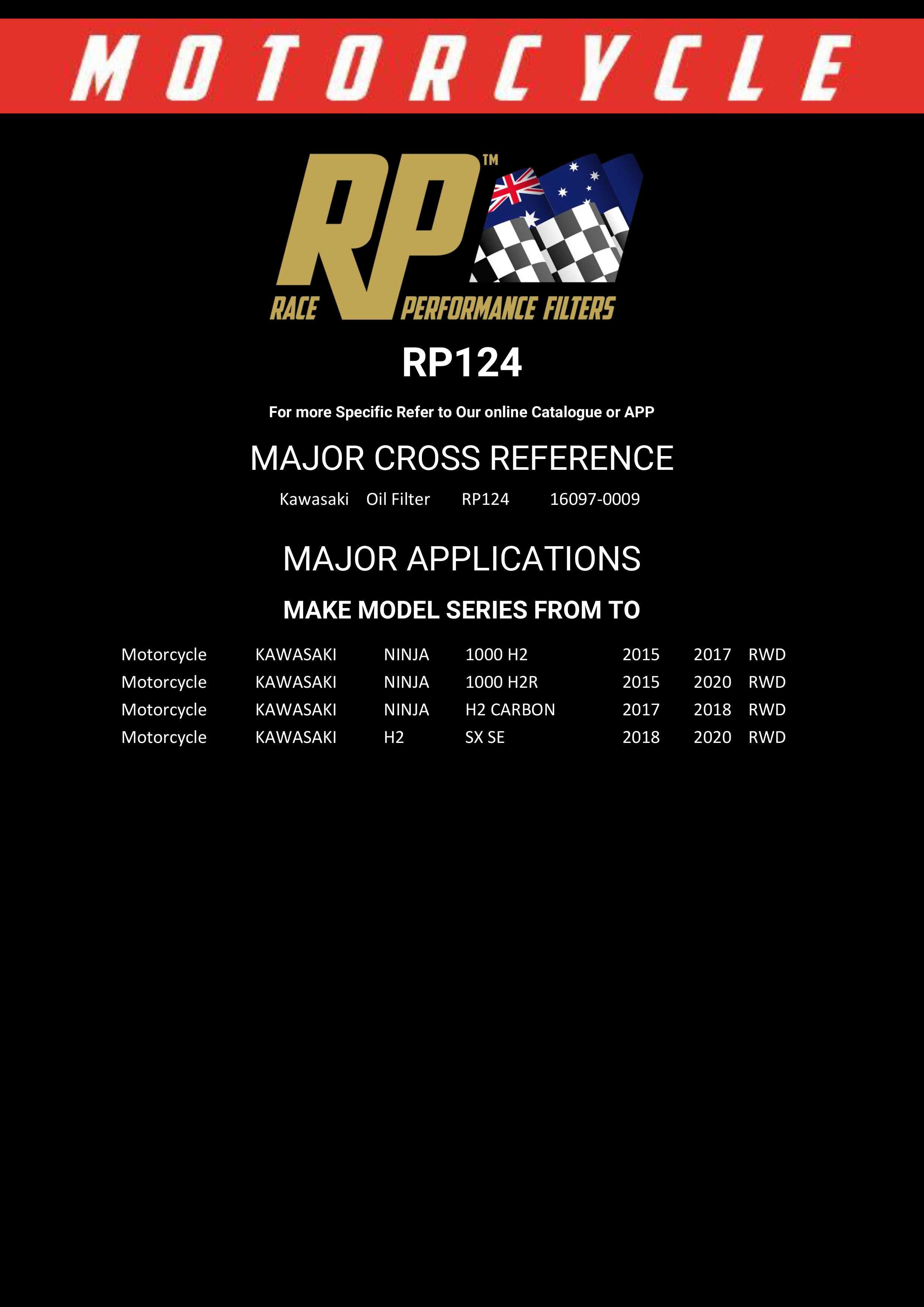 RP Filters, Race Performance Motorcycle Oil Filter - RP124